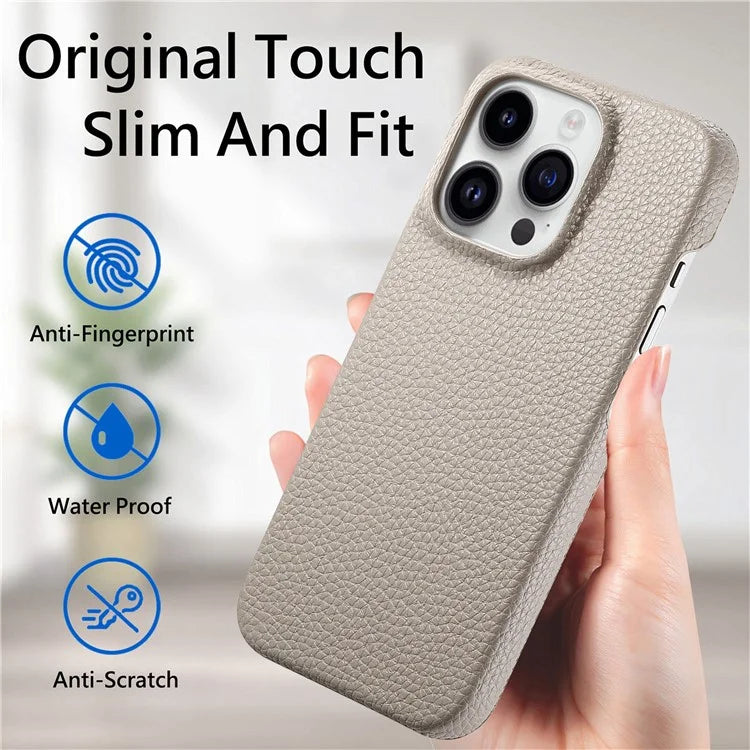 Y1 For iPhone 16 Pro Case Shockproof Litchi Texture Leather+PC Phone Cover