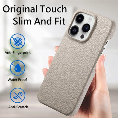 Y1 For iPhone 16 Pro Case Shockproof Litchi Texture Leather+PC Phone Cover