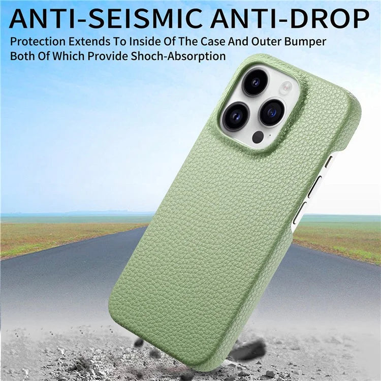 Y1 For iPhone 16 Pro Case Shockproof Litchi Texture Leather+PC Phone Cover