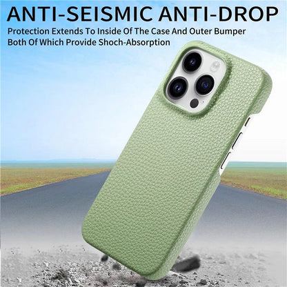 Y1 For iPhone 16 Pro Case Shockproof Litchi Texture Leather+PC Phone Cover