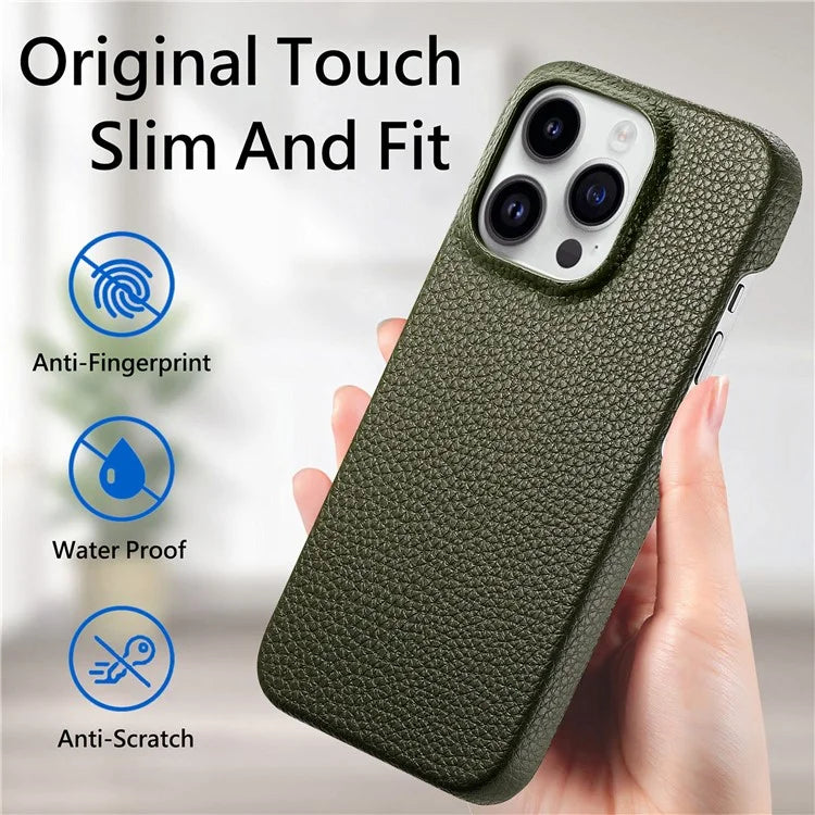 Y1 For iPhone 16 Pro Case Shockproof Litchi Texture Leather+PC Phone Cover