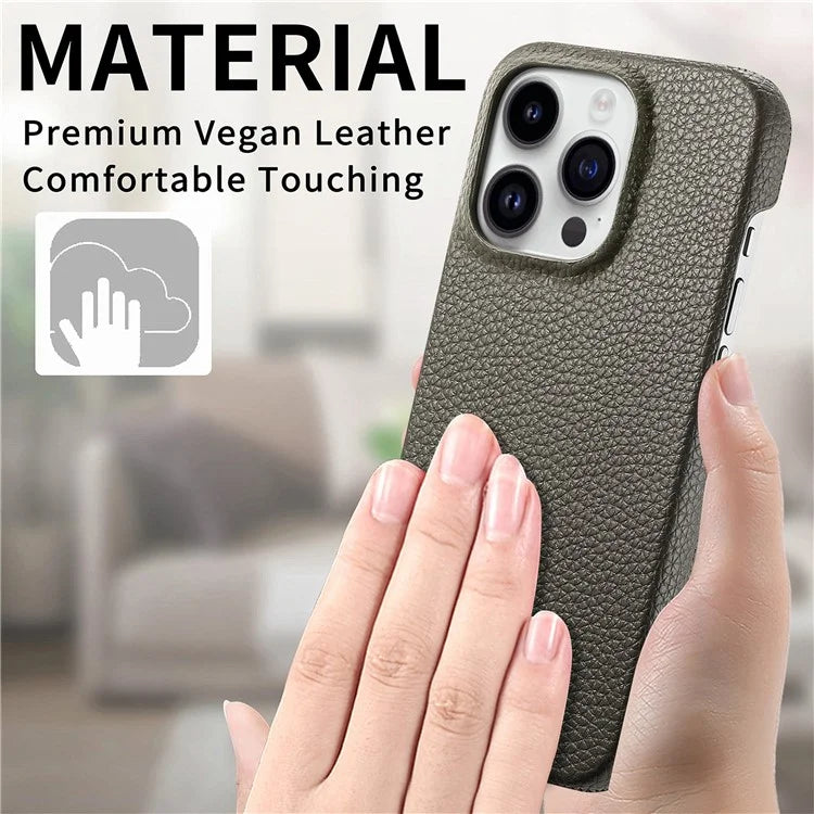Y1 For iPhone 16 Pro Case Shockproof Litchi Texture Leather+PC Phone Cover