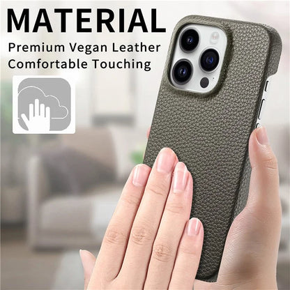 Y1 For iPhone 16 Pro Case Shockproof Litchi Texture Leather+PC Phone Cover
