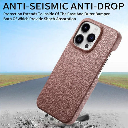 Y1 For iPhone 16 Pro Case Shockproof Litchi Texture Leather+PC Phone Cover