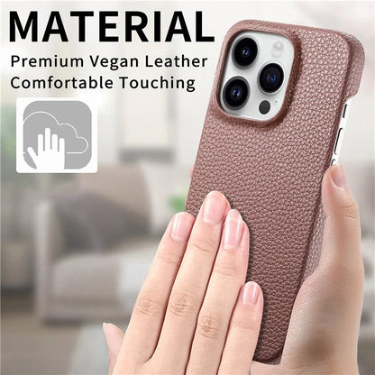 Y1 For iPhone 16 Pro Case Shockproof Litchi Texture Leather+PC Phone Cover