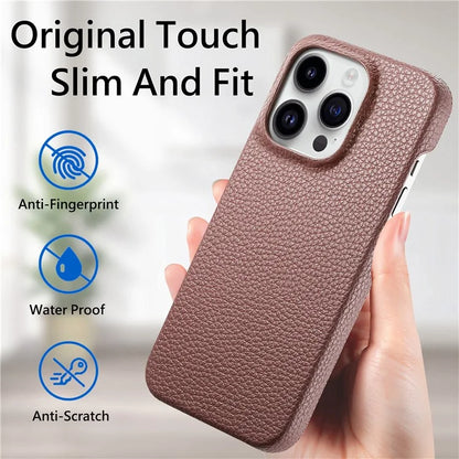 Y1 For iPhone 16 Pro Case Shockproof Litchi Texture Leather+PC Phone Cover