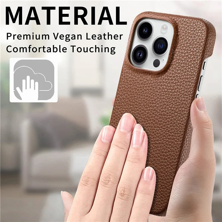 Y1 For iPhone 16 Pro Case Shockproof Litchi Texture Leather+PC Phone Cover