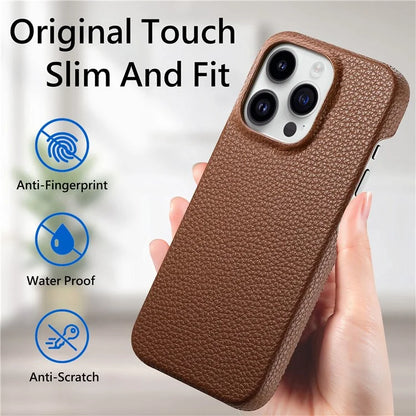 Y1 For iPhone 16 Pro Case Shockproof Litchi Texture Leather+PC Phone Cover