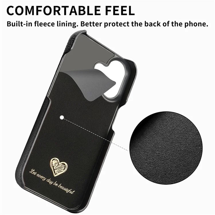 Y1 For iPhone 16 Plus Case Shockproof Litchi Texture Leather+PC Phone Cover