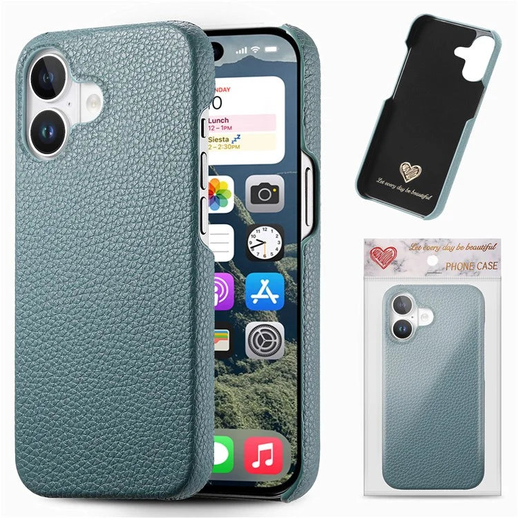 Y1 For iPhone 16 Plus Case Shockproof Litchi Texture Leather+PC Phone Cover