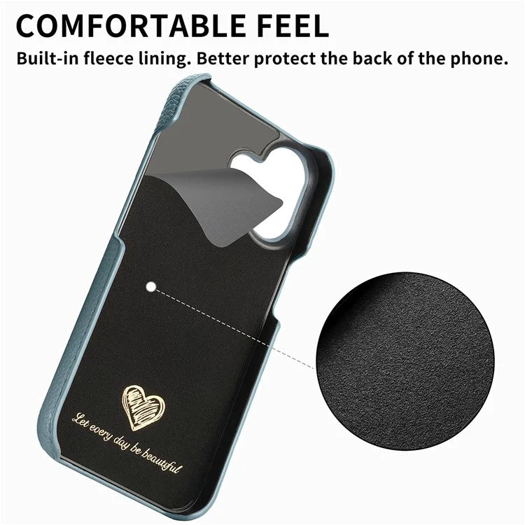 Y1 For iPhone 16 Plus Case Shockproof Litchi Texture Leather+PC Phone Cover