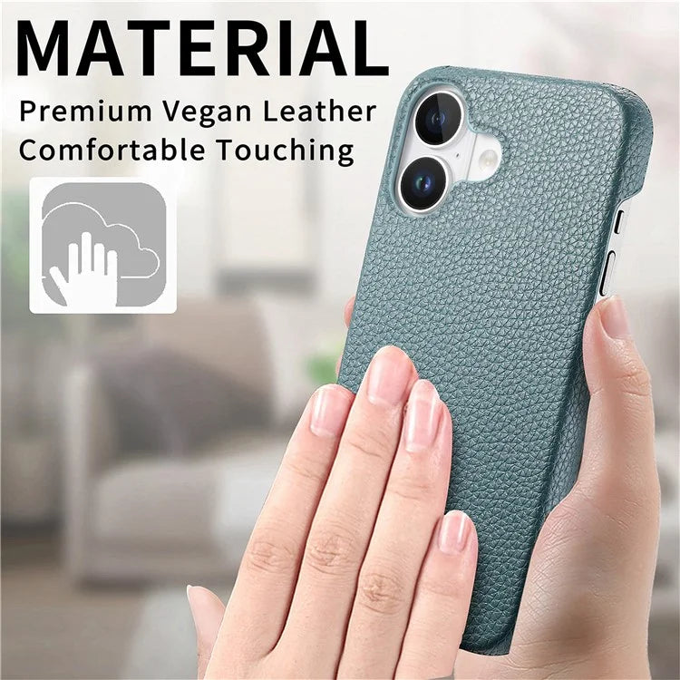 Y1 For iPhone 16 Plus Case Shockproof Litchi Texture Leather+PC Phone Cover