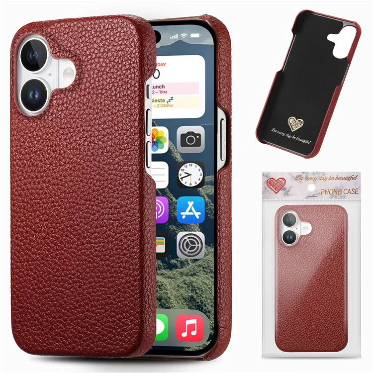 Y1 For iPhone 16 Plus Case Shockproof Litchi Texture Leather+PC Phone Cover