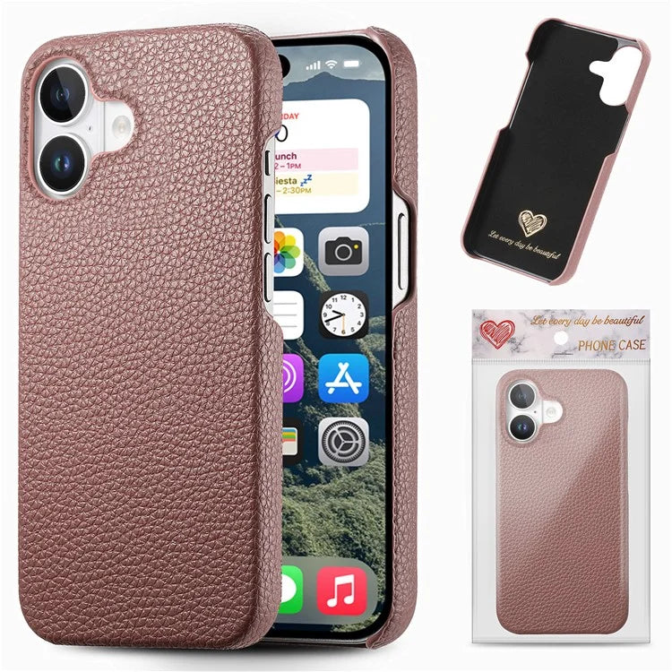 Y1 For iPhone 16 Plus Case Shockproof Litchi Texture Leather+PC Phone Cover