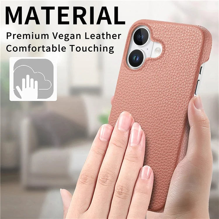Y1 For iPhone 16 Plus Case Shockproof Litchi Texture Leather+PC Phone Cover
