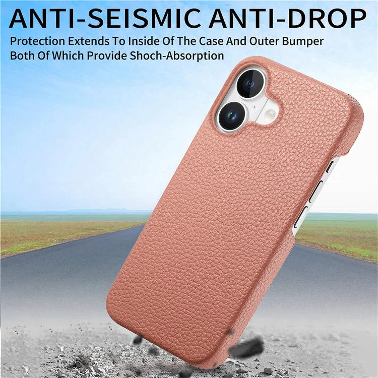 Y1 For iPhone 16 Plus Case Shockproof Litchi Texture Leather+PC Phone Cover