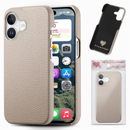 Y1 For iPhone 16 Plus Case Shockproof Litchi Texture Leather+PC Phone Cover