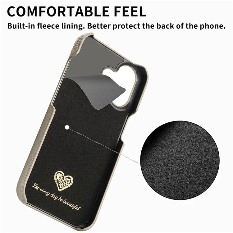 Y1 For iPhone 16 Plus Case Shockproof Litchi Texture Leather+PC Phone Cover