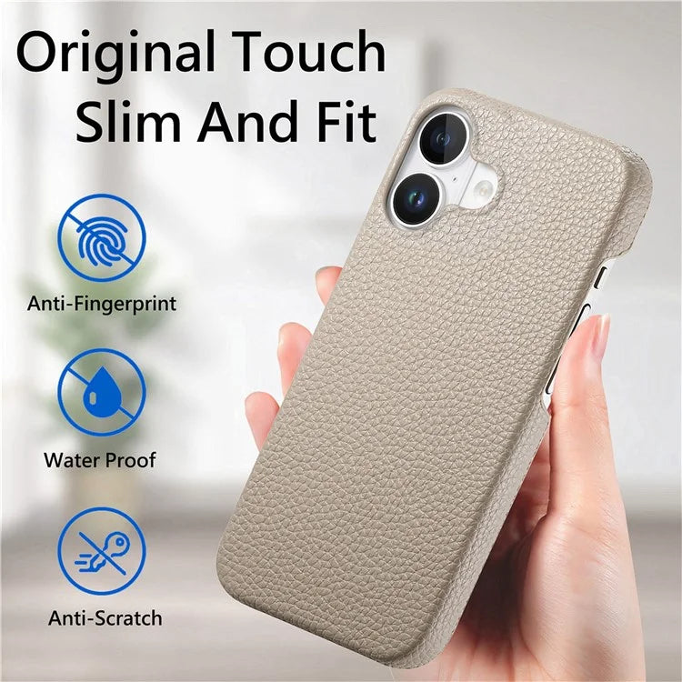 Y1 For iPhone 16 Plus Case Shockproof Litchi Texture Leather+PC Phone Cover