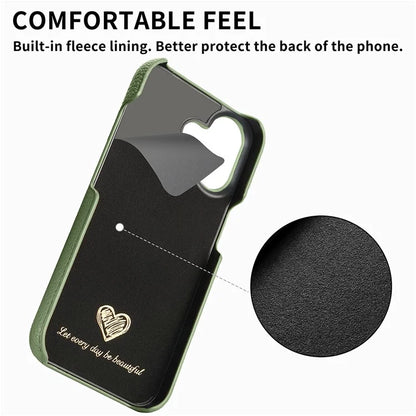 Y1 For iPhone 16 Plus Case Shockproof Litchi Texture Leather+PC Phone Cover