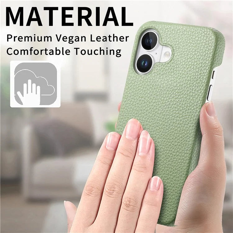 Y1 For iPhone 16 Plus Case Shockproof Litchi Texture Leather+PC Phone Cover