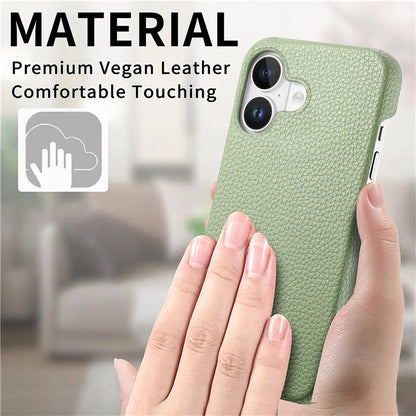 Y1 For iPhone 16 Plus Case Shockproof Litchi Texture Leather+PC Phone Cover