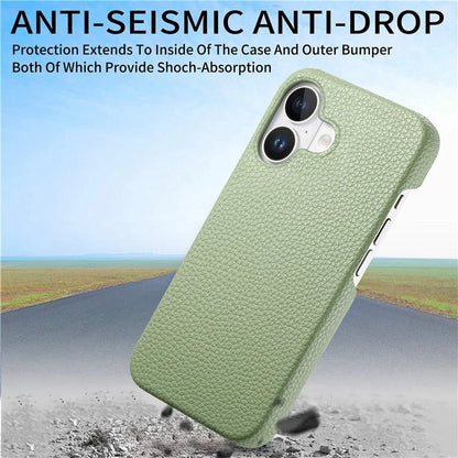 Y1 For iPhone 16 Plus Case Shockproof Litchi Texture Leather+PC Phone Cover