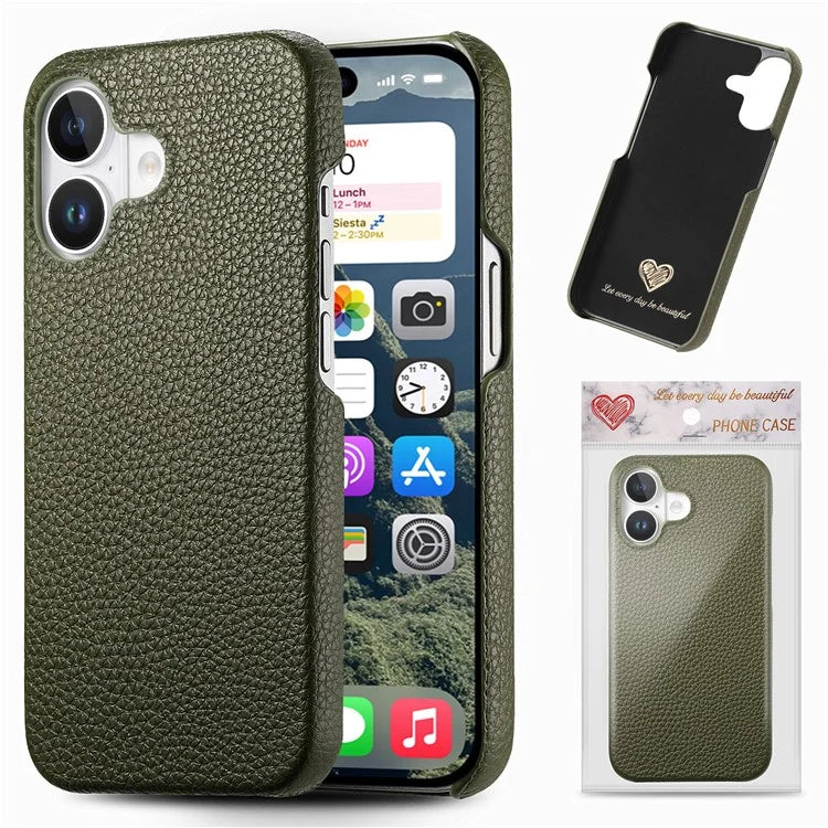 Y1 For iPhone 16 Plus Case Shockproof Litchi Texture Leather+PC Phone Cover