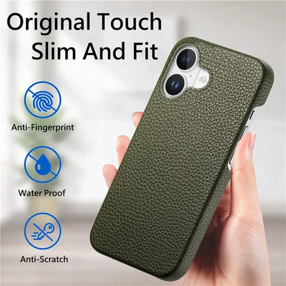 Y1 For iPhone 16 Plus Case Shockproof Litchi Texture Leather+PC Phone Cover