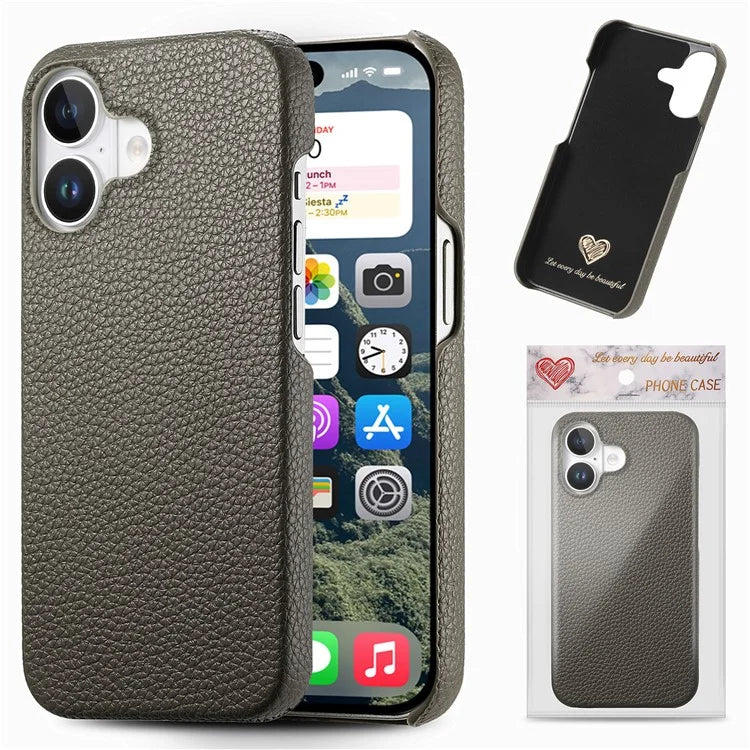 Y1 For iPhone 16 Plus Case Shockproof Litchi Texture Leather+PC Phone Cover
