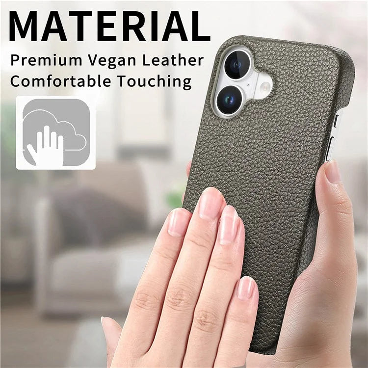 Y1 For iPhone 16 Plus Case Shockproof Litchi Texture Leather+PC Phone Cover