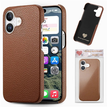 Y1 For iPhone 16 Plus Case Shockproof Litchi Texture Leather+PC Phone Cover