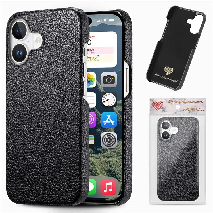 Y1 For iPhone 16 Case Shockproof Litchi Texture Leather+PC Phone Cover