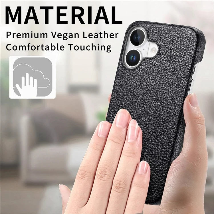 Y1 For iPhone 16 Case Shockproof Litchi Texture Leather+PC Phone Cover