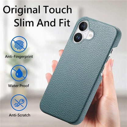 Y1 For iPhone 16 Case Shockproof Litchi Texture Leather+PC Phone Cover