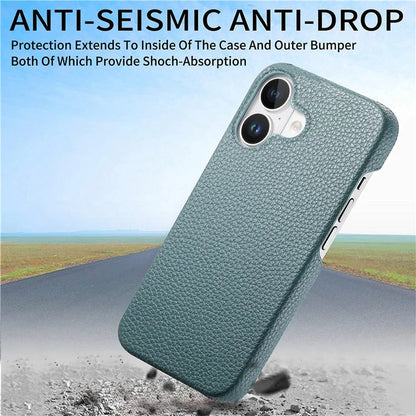 Y1 For iPhone 16 Case Shockproof Litchi Texture Leather+PC Phone Cover
