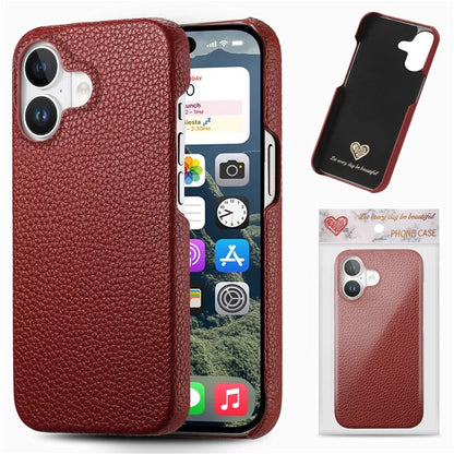 Y1 For iPhone 16 Case Shockproof Litchi Texture Leather+PC Phone Cover