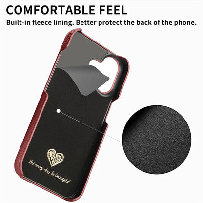 Y1 For iPhone 16 Case Shockproof Litchi Texture Leather+PC Phone Cover