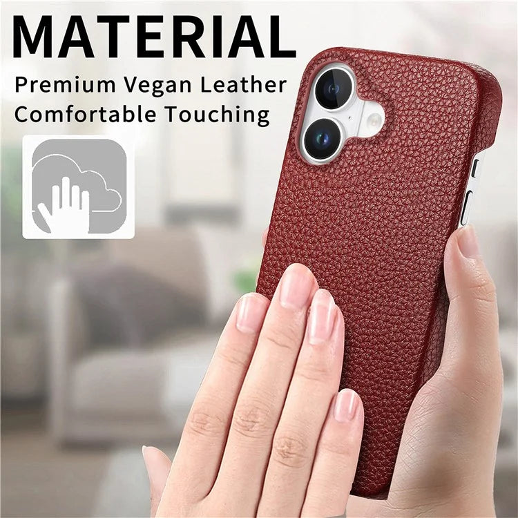 Y1 For iPhone 16 Case Shockproof Litchi Texture Leather+PC Phone Cover