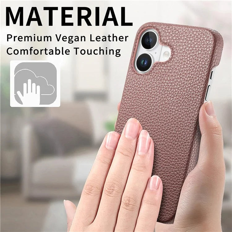 Y1 For iPhone 16 Case Shockproof Litchi Texture Leather+PC Phone Cover