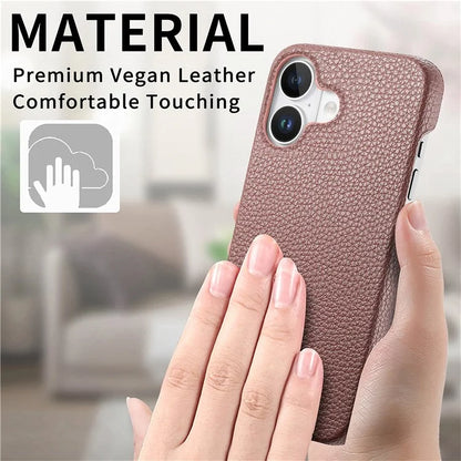 Y1 For iPhone 16 Case Shockproof Litchi Texture Leather+PC Phone Cover