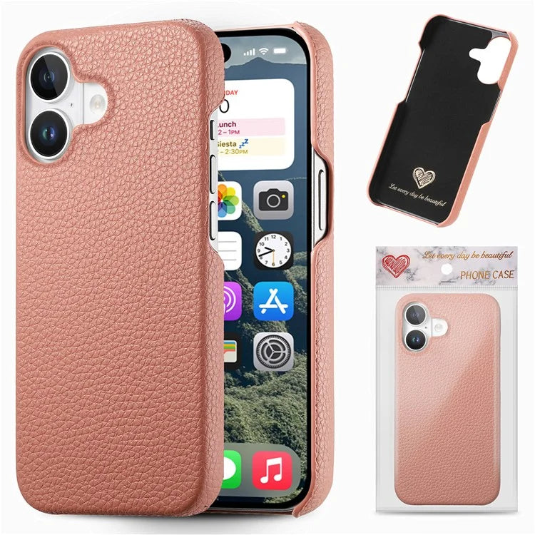 Y1 For iPhone 16 Case Shockproof Litchi Texture Leather+PC Phone Cover
