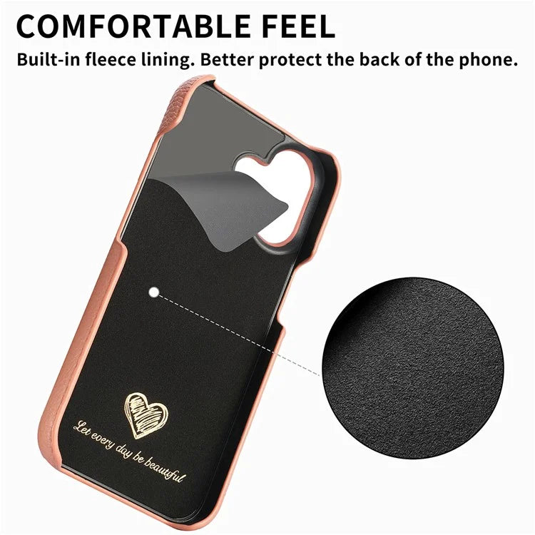 Y1 For iPhone 16 Case Shockproof Litchi Texture Leather+PC Phone Cover