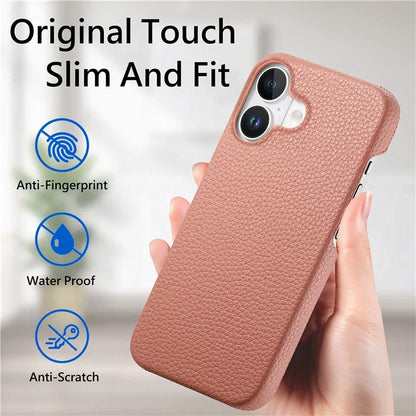 Y1 For iPhone 16 Case Shockproof Litchi Texture Leather+PC Phone Cover