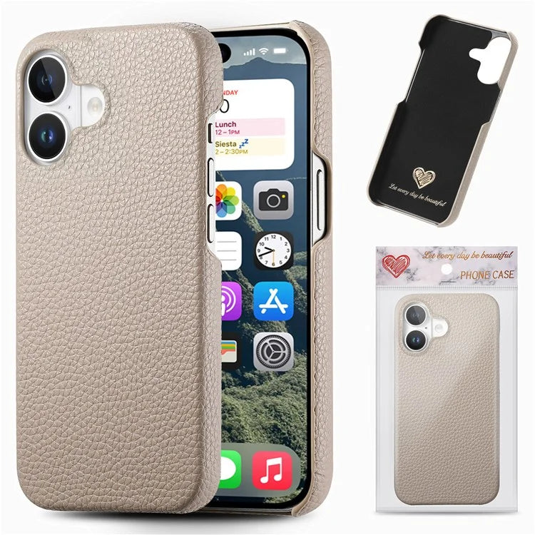 Y1 For iPhone 16 Case Shockproof Litchi Texture Leather+PC Phone Cover