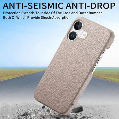 Y1 For iPhone 16 Case Shockproof Litchi Texture Leather+PC Phone Cover