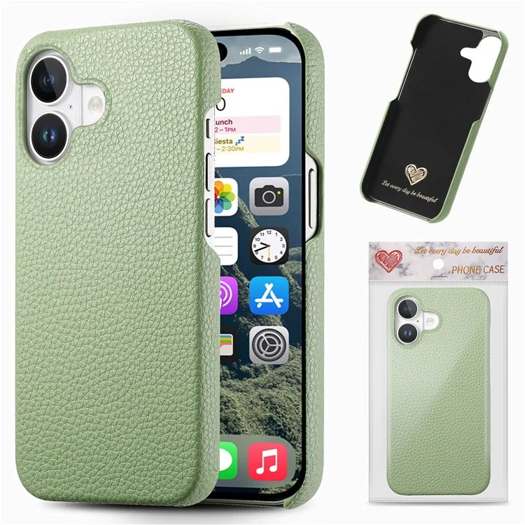 Y1 For iPhone 16 Case Shockproof Litchi Texture Leather+PC Phone Cover