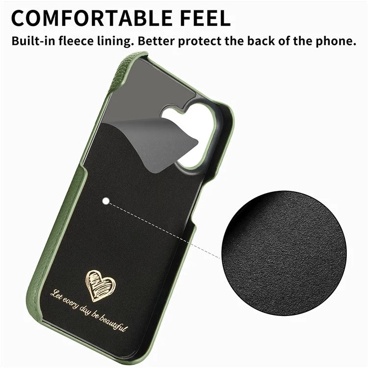 Y1 For iPhone 16 Case Shockproof Litchi Texture Leather+PC Phone Cover