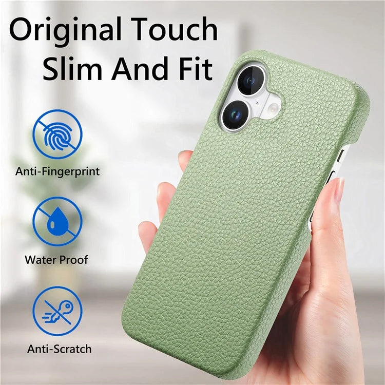 Y1 For iPhone 16 Case Shockproof Litchi Texture Leather+PC Phone Cover