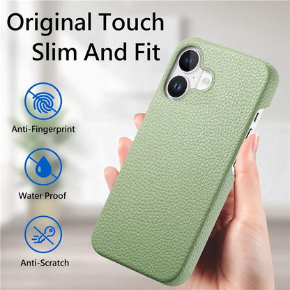Y1 For iPhone 16 Case Shockproof Litchi Texture Leather+PC Phone Cover